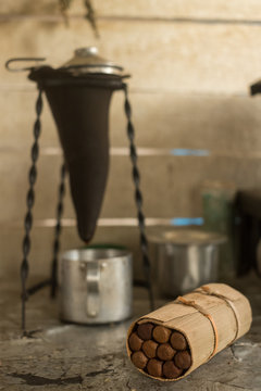 Cuban Cigars And Rustic Coffee Filter