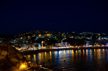 Fototapeta premium Night view of Ulcinj, Montenegro