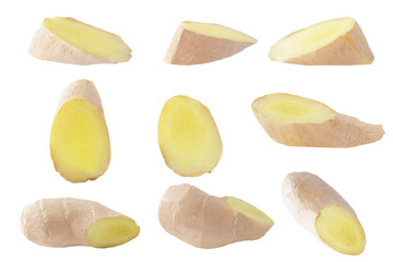 Collection of ginger isolated on white