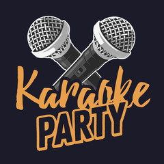 Karaoke Party Music Design With Microphones.