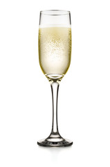 Glass of champagne isolated on white background