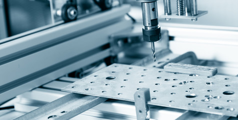 CNC milling machine working, Cutting metalwork process. Milling machine working on steel detail.