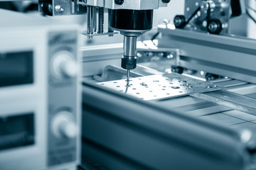 CNC milling machine working, Cutting metalwork process. Milling machine working on steel detail.