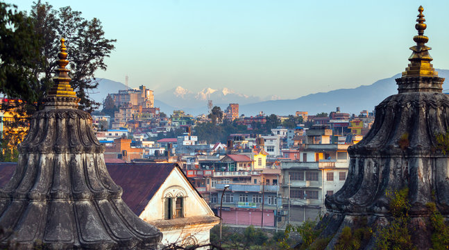 Bhasmeshvar Ghat at Pashupatinath temple and Bagmati River in Kathmandu, Nepal.