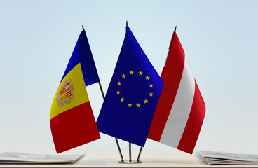 Flags of Andorra European Union and Austria