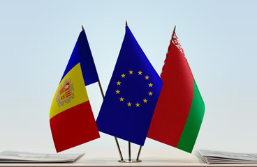 Flags of Andorra European Union and Belarus