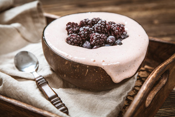 Vegan nice cream with banana and berries