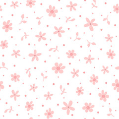 Floral seamless pattern for girls. Cute flowers drawn by hand.