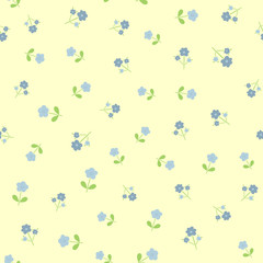 Fototapeta na wymiar Repeated cute flowers with leaves. Seamless floral pattern for feminine and girlish design.