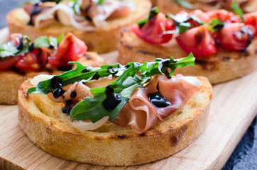 Brushetta or authentic traditional spanish tapas