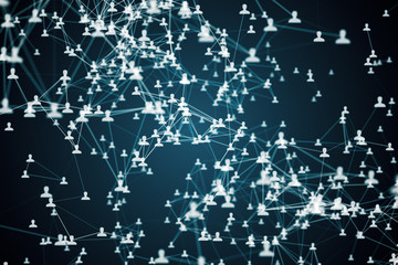 Network connections in social networks 3d illustration