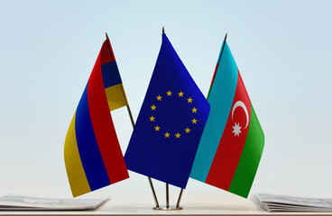 Flags of Armenia European Union and Azerbaijan
