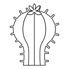 Cactus with flower icon, outline style