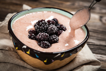 Vegan nice cream with banana and berries