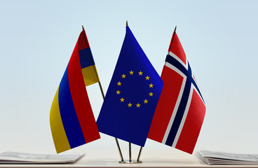 Flags of Armenia European Union and Norway