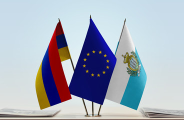 Flags of Armenia European Union and San Marino