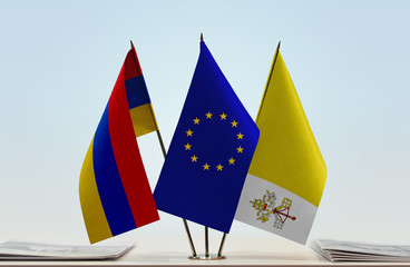 Flags of Armenia European Union and Vatican City