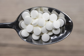 Pills in spoon