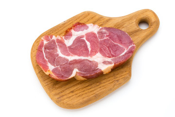 Fresh pig crude meat with rosemary.