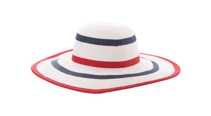Pretty straw hat isolated on white background, Brown straw hat on white.