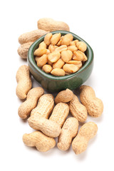 Roasted peanuts isolated on white