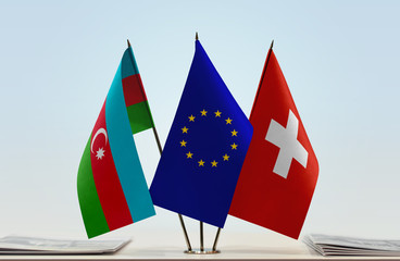 Flags of Azerbaijan European Union and Switzerland