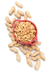 Roasted peanuts isolated on white