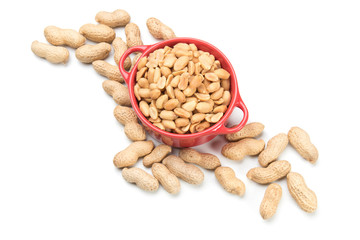 Roasted peanuts isolated on white