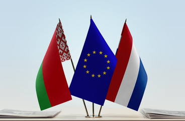 Flags of Belarus European Union and Netherlands