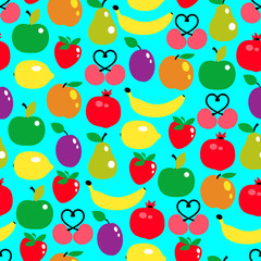 Vector seamless pattern of color fruits