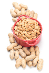 Roasted peanuts isolated on white