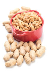 Roasted peanuts isolated on white