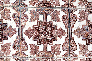 Typical decorative tiles, antique tiles detail Lisbon, art and decoration