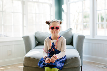 Cute young girl in a fancy party outfit
