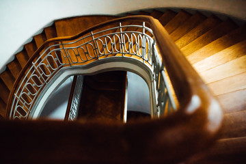 old vintage semicircular staircase