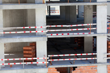 Modern concrete structure, building under construction .