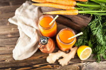 Fresh organic carrot juice