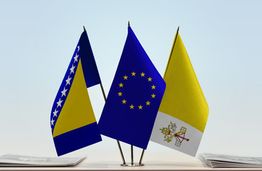 Flags of Bosnia and Herzegovina European Union and Vatican City