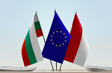 Flags of Bulgaria European Union and Monaco