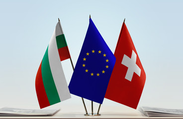 Flags of Bulgaria European Union and Switzerland