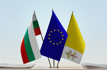 Flags of Bulgaria European Union and Vatican City