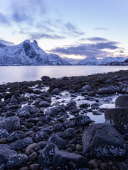 Norwegen Lofoten Sonnenaufgang am Fjord 