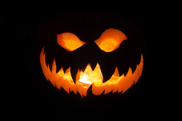 Close Up of Spooky Pumpkin Face