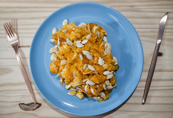 Plate of Raw Pumpkin and Seeds