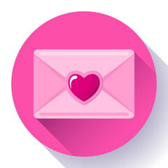 envelope with heart pink red icon, happy valentine day Love letter, love message