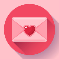 envelope with heart pink red icon, happy valentine day Love letter, love message