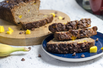 Banana and Mango Bread with Chocolate Chips
