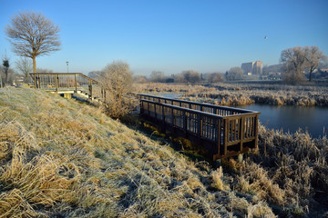 Szczecin - the Sunny lake on a frosty morning.