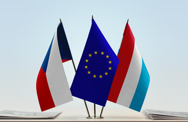 Flags of Czech Republic  European Union and Luxembourg