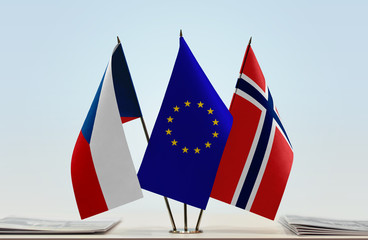 Flags of Czech Republic  European Union and Norway